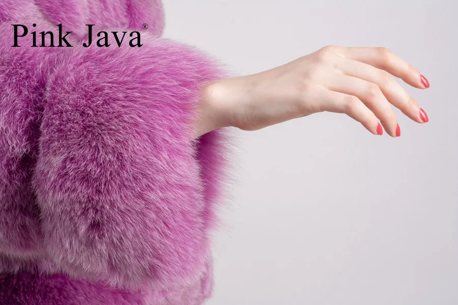 Розовая java QC8081 новая модель женская шуба из натурального Лисьего меха с длинными рукавами зимняя модная меховая одежда высокого качества
