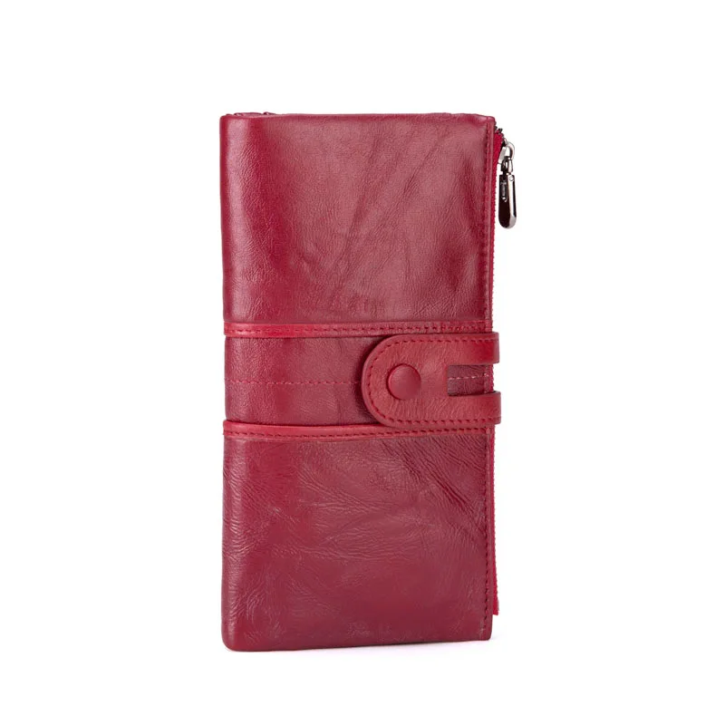 

Cross-Border Supply RFID Women's Wallet Genuine Leather First Layer Cowhide Three-Fold Wallet Multi-Functional Long Coin Purse