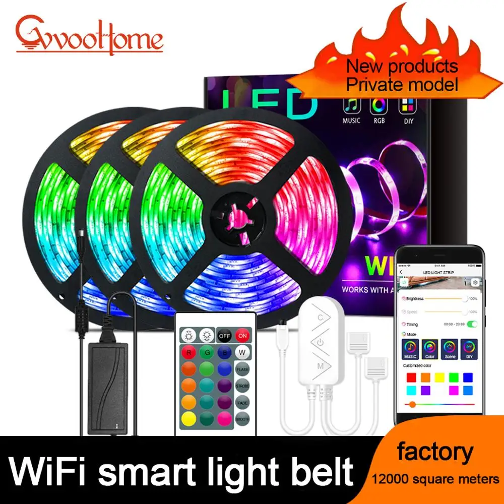 Цветная (RGB) Wi Fi Светодиодные ленты светильник 5 10 м 15 20 5050 SMD 2835 гибкая лента luces