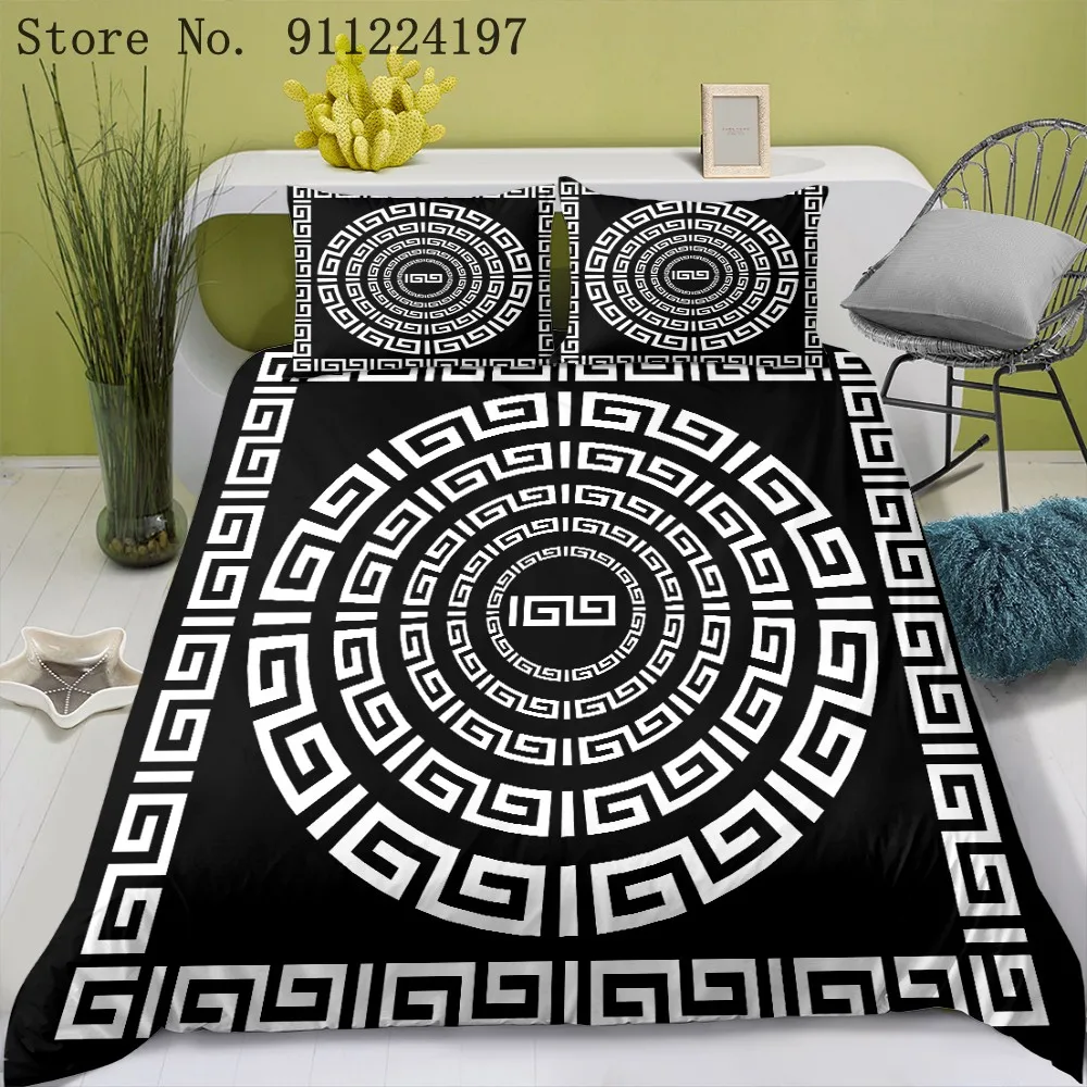 Черно белый пододеяльник Модный комплект постельного белья с геометрическим