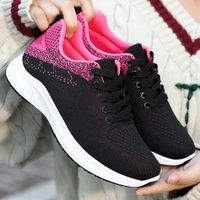 tophqws women sneakers fashion knitting breathable sports shoes female vulcanized flats shoes lace up chunky sneakers women