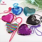 Хлопковые брюки для маленьких детей; Для маленького мальчика и девочки из искусственной кожи с рисунком сердце с блестками с принтом сумка Кошельки для монет