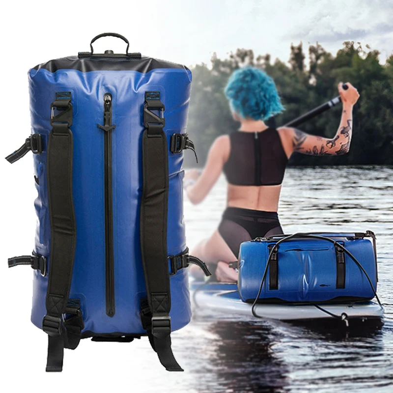 60L Outdoor Waterproof Kayak Storage Backpack Fishing Dry Duffel Beach Ocean Pack Rafting Camping Fitness Swimming Bag XA854Y