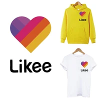 likee app patches sticker on clothes heat sensitive diy women t shirt hoodies iron on transfers for clothing rainbow heart patch