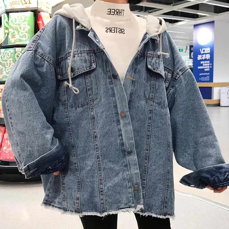 Куртка джинсовая женская в стиле Харадзюку винтажная Свободная верхняя одежда