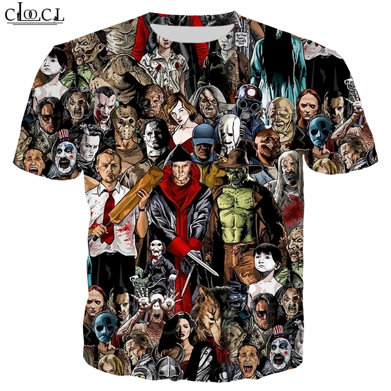 Мужские и женские футболки с объемным принтом героями ужасов коротким рукавом