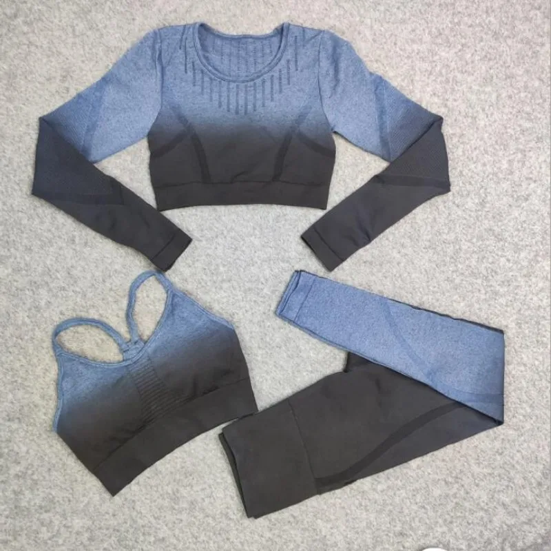 

Gradient Seamless Women Sport Suit Fitness Female Yoga Set Ombre Push Up Workout Gym Wear Running Clothing Tracksuit Sportswear