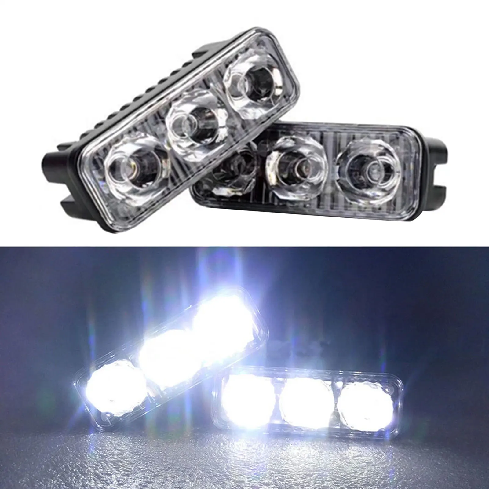 Car Modification General Daytime Running Light 3-LED Bulb Warning Strobe Lights Aluminum Type Signal Flash For Cars | Автомобили и