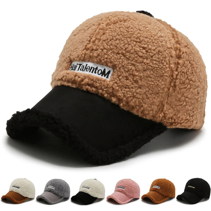 

Thicken Cotton Casual Wool Sun Hat for Girl Snapback Cap Laydies Autumn Adjustable Baseball Cap Women's Winter Keep Warm Hats