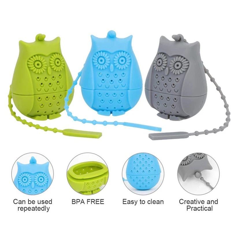 Чай заварки в форме милой совы Еда Класс силиконовый фильтр для любителей
