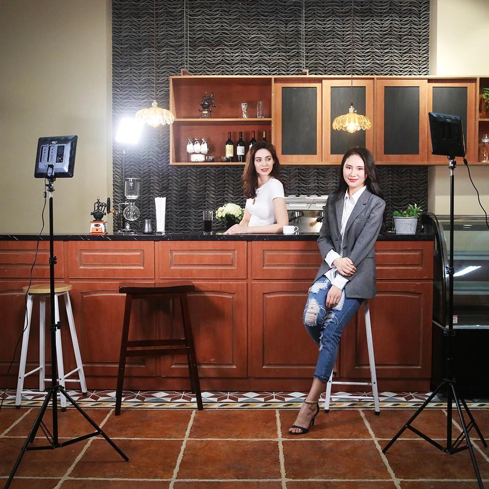 

Photo Studio Set 3pcs Viltrox VL-200T Wireless Remote Bi-color LED Studio Video Light Lamp w/ Light Stands+Bag for DSLR Photo