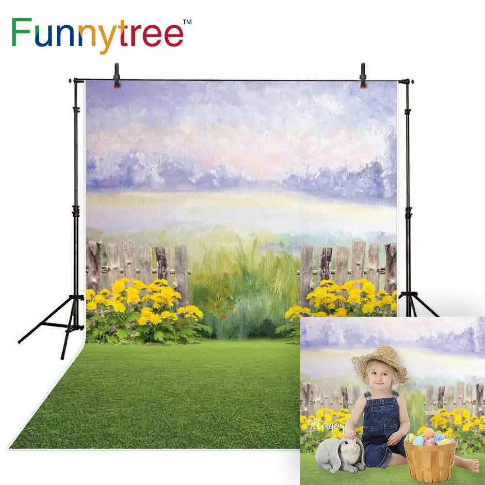 

Funnytree photography background watercolor spring flower tree fence garden kid backdrop photophone photo studio photozone