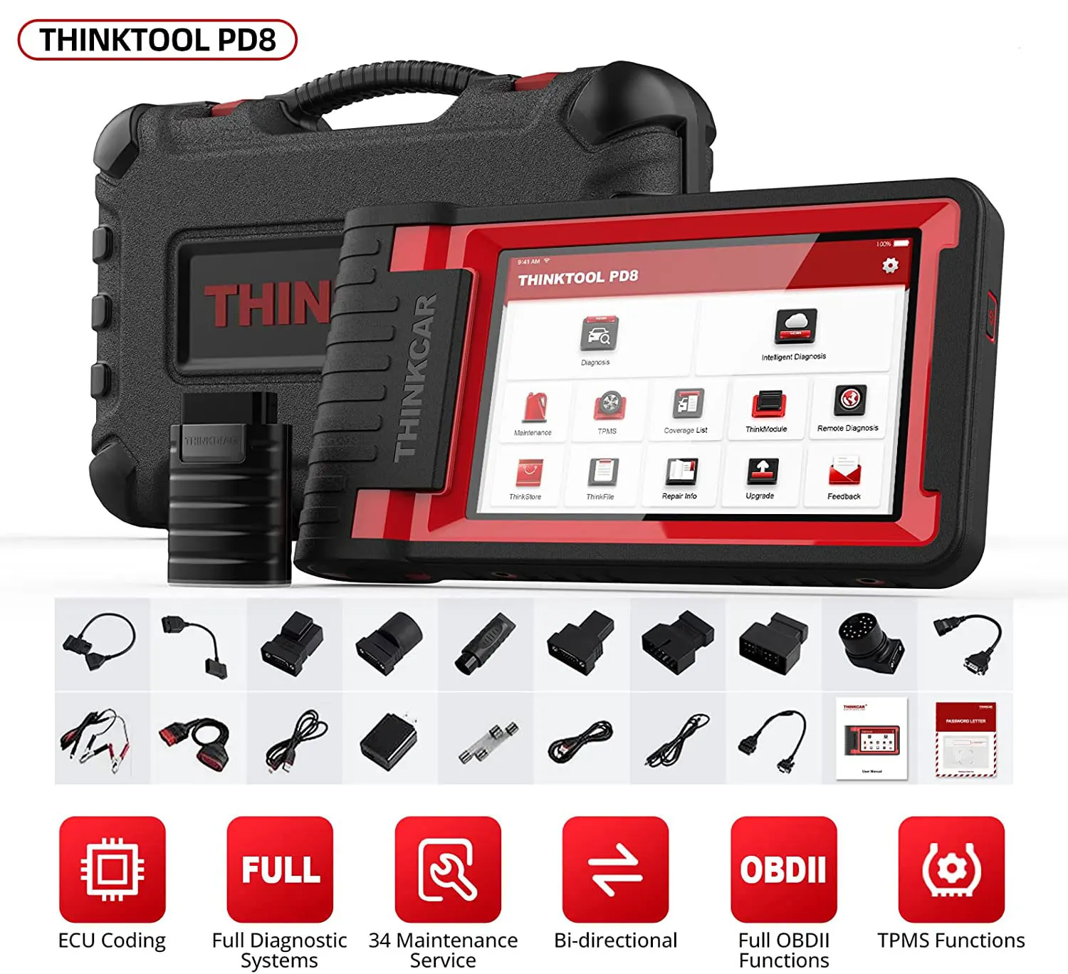 THINKCAR Thinktool PD8 Профессиональный сканер OBD2 28 Сервис сброса ECU Coding Code Reader Полная