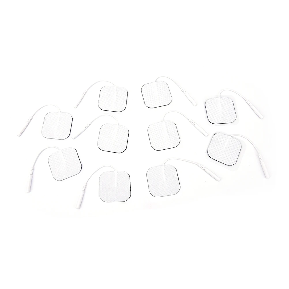 

10 Pcs 4*4cm Tens Digital Therapy Machine Massager Nerve Stimulator with 2mm Plug Electrode Pads Tens Electrodes Comfortable