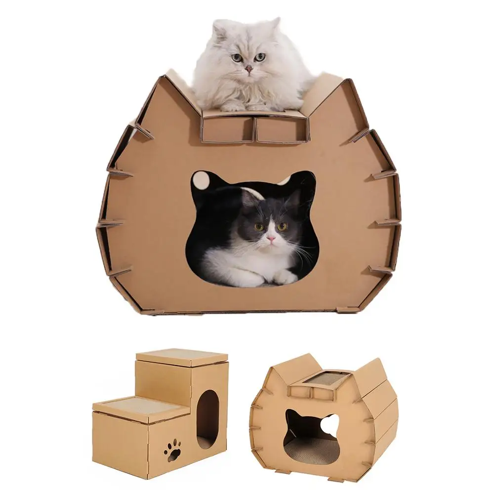 Бумажный домик для кошек складная дизайнерская домашняя кровать домашних