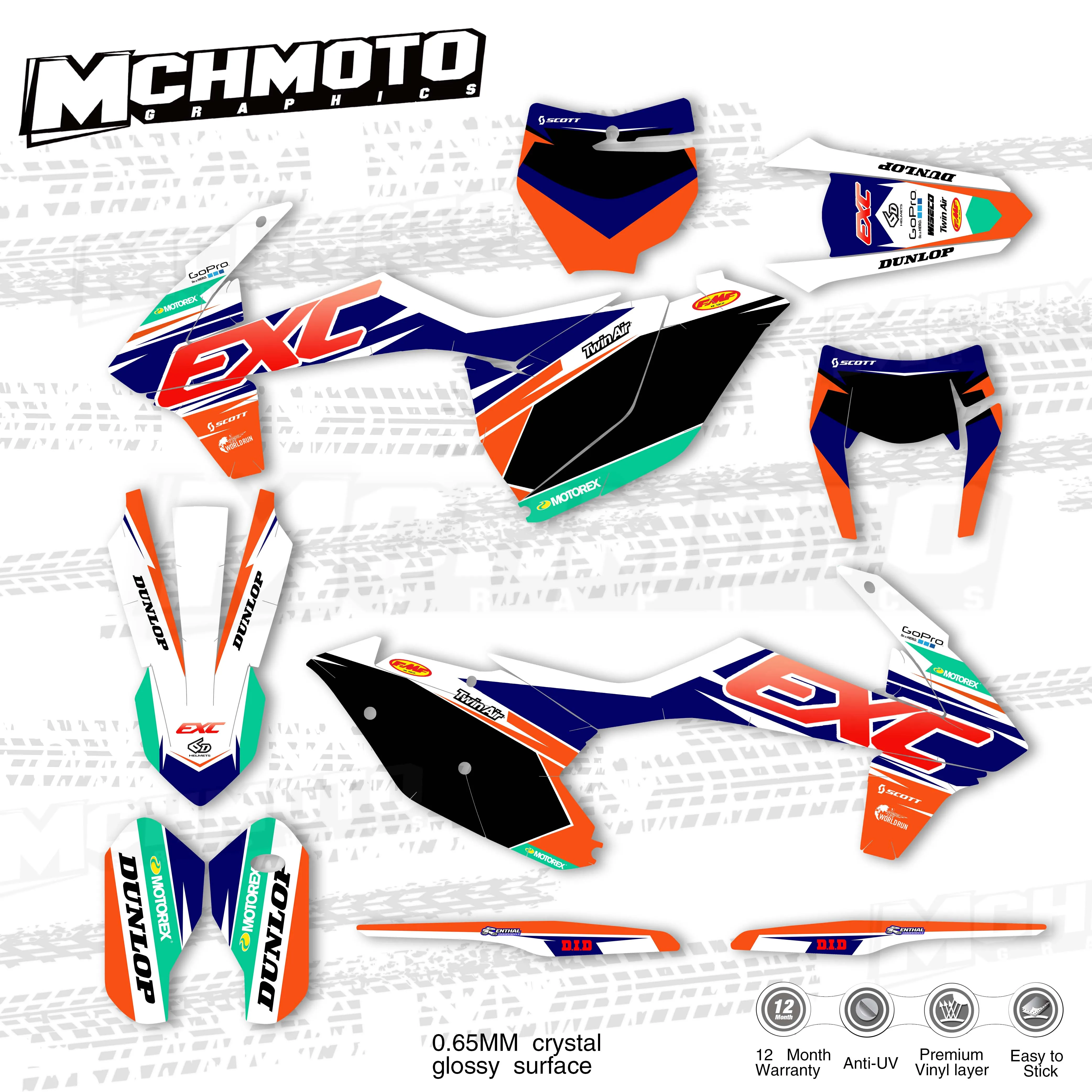 MCHMFG for KTM 125 250 300 350 450 SX SXF 2016 2017 2018 EXC EXCF 2019 Graphics Backgrounds Stickers Kit Decal | Автомобили и