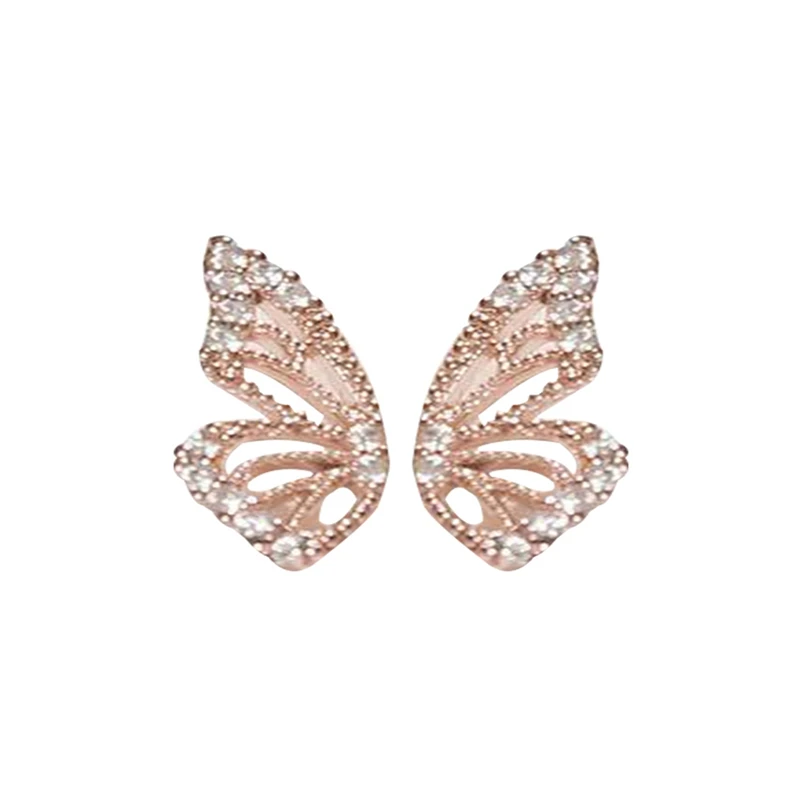 

Female Butterfly Wing Nut Earrings, Small Crystal Earrings, Gold, Pink And Gold Diamond Crystal, Fashion Butterfly Ear Stud Gift