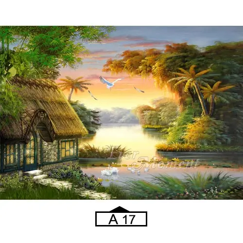 A17 Алмазная картина Ever Moment, пейзаж, дом, река, Полная площадь, стразы, 5D, сделай сам, алмазная вышивка ASF1807 - Цвет: A17