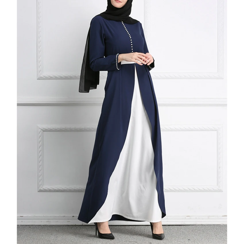 Fashion Patchwork Dubai Gaun Pesta untuk Wanita Muslim Eid Pakaian Indonesia Melayu Arab Wanita Islam Elegan Maxi Gaun Pakaian