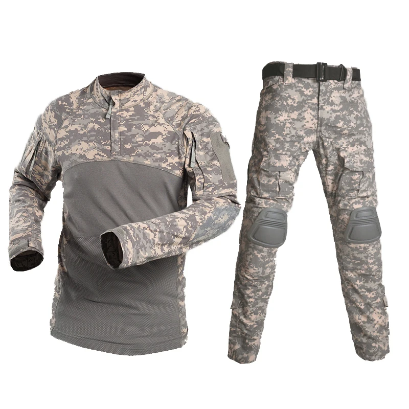 

Military Uniform Camouflage Tactical Flog Suits Men Women Combat Sets With Knee Pad CS Police Training Equipment BF218