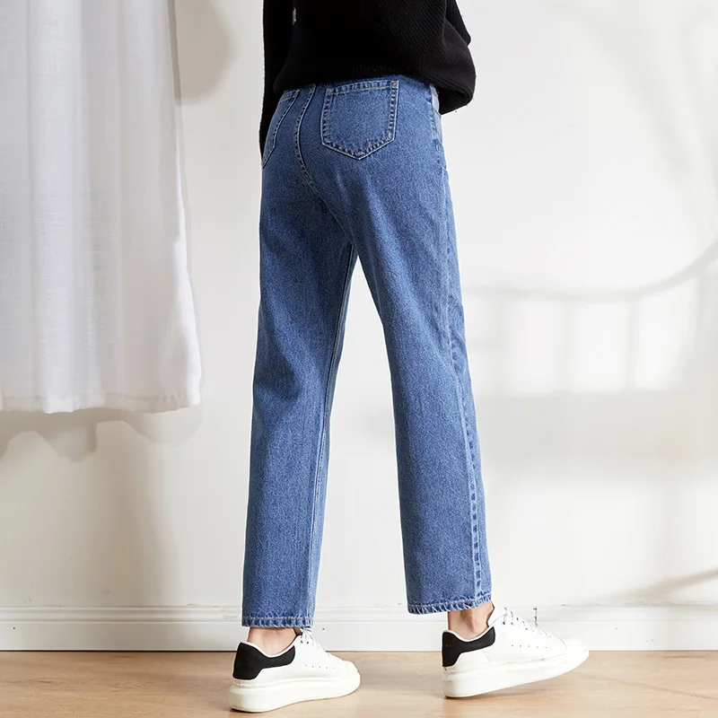 Женские джинсы в стиле бойфренда LEIJIJEANS прямые теплые с карманами подходящего
