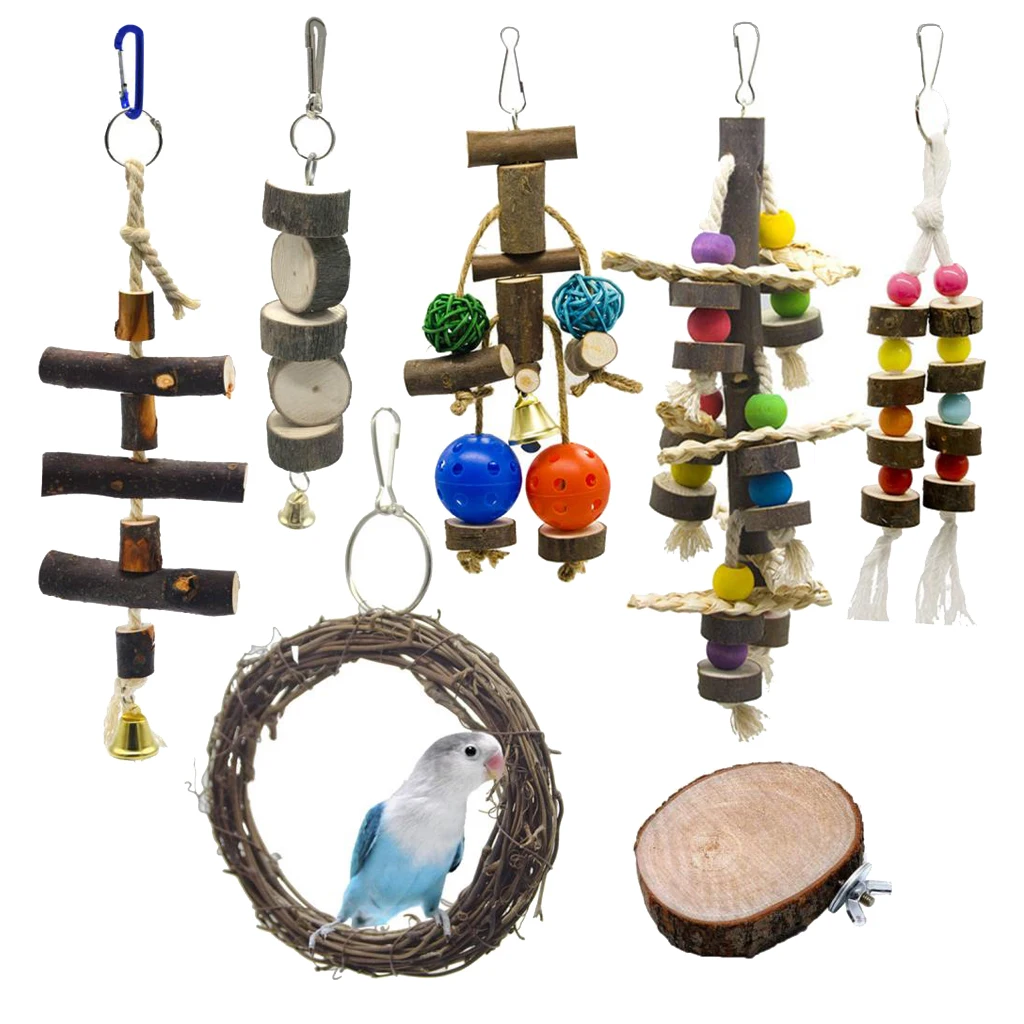 

7 штук в виде попугаев из жевательные игрушки птицы тренировочные игрушки для птиц попугай конурес