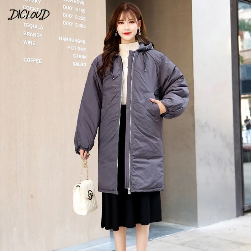 Зимняя парка женская модная Толстая длинная куртка Женская Корейская Черная