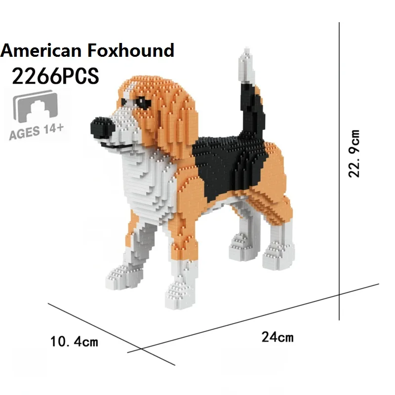 Маленькие блоки модель собаки Foxhound мини кирпичи животные строительная игрушка