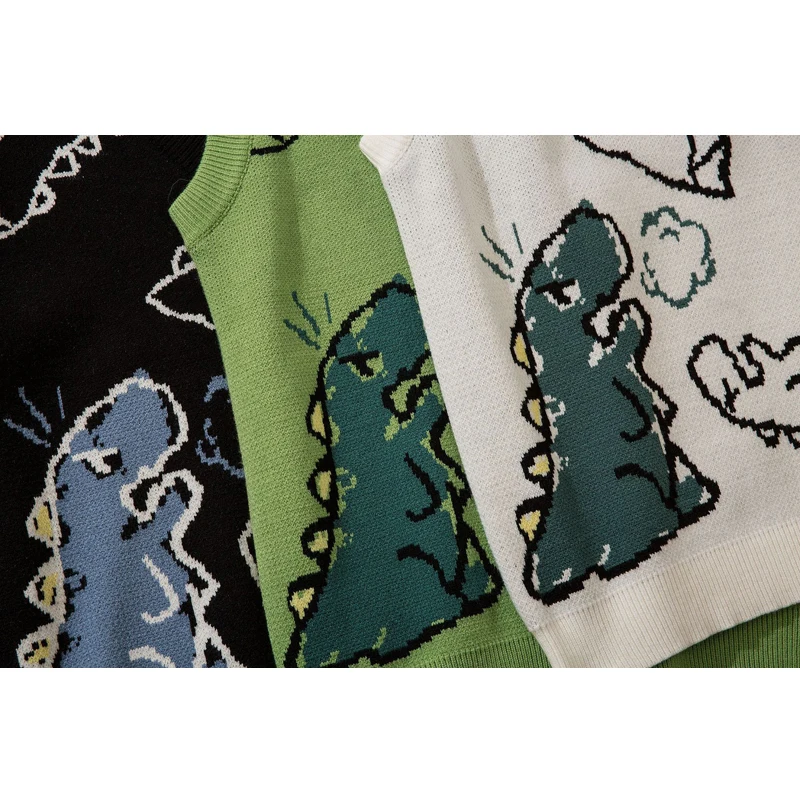 Вязаный свитер в стиле Харадзюку мужской модный пуловер с мультяшным рисунком