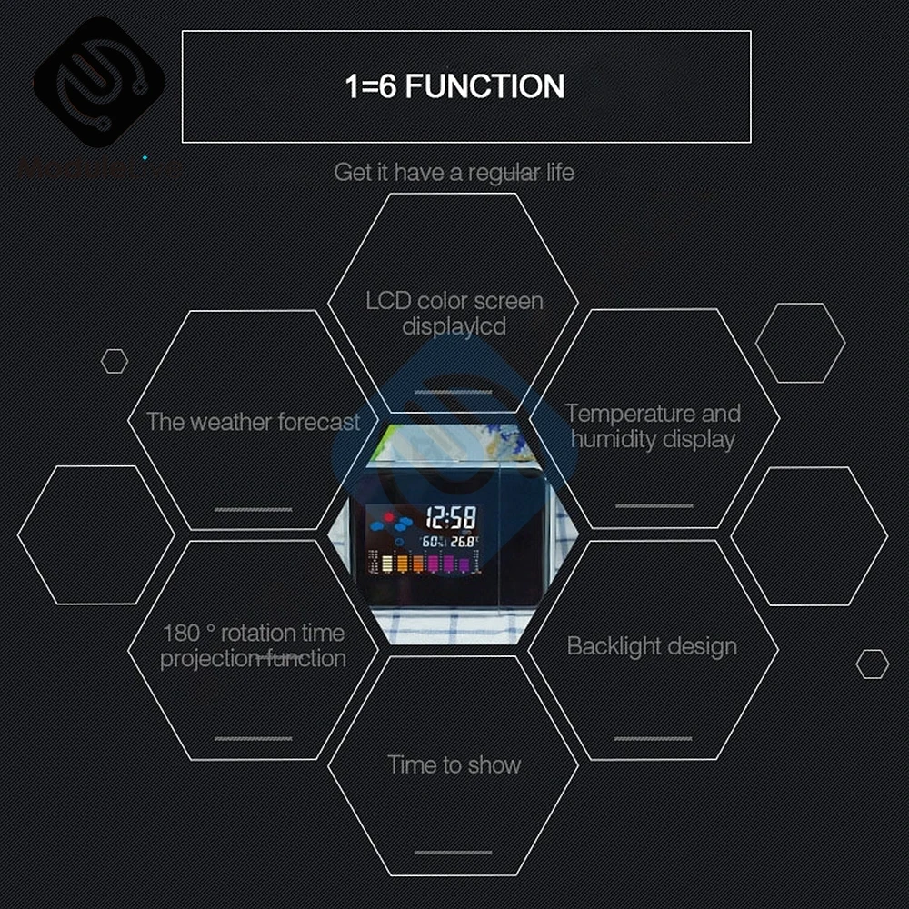 Креативный цветной ЖК цифровой проекционный будильник термометр температуры