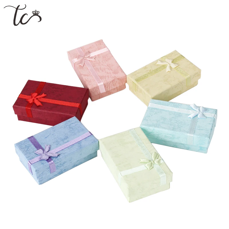 Бумажная коробка для безделушек колец органайзер ожерелий хранения серег