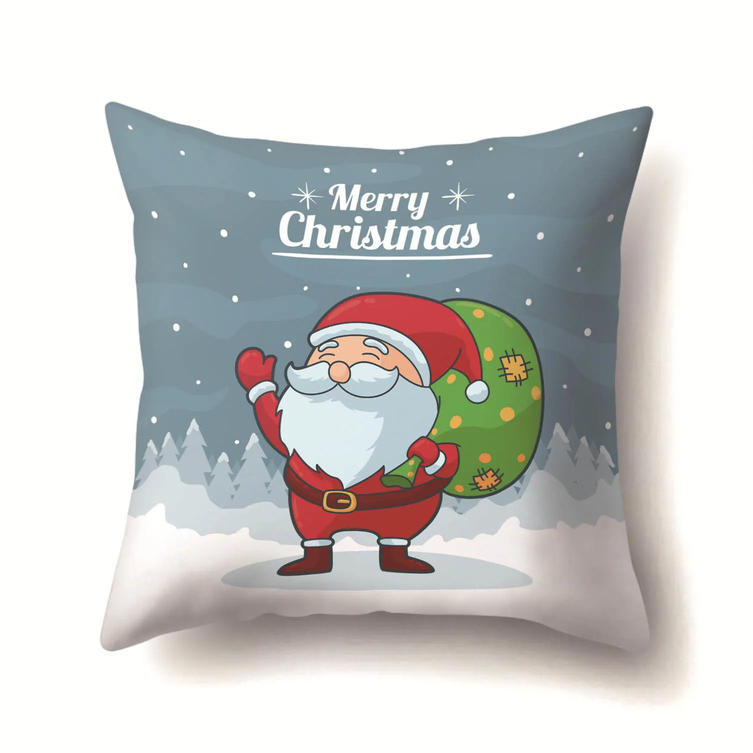 2BZ-40543-274 1Pcs Santa Pattern Christmas Cushion Cover 45*45 Decorative Throw Pillow Xmas New Year Home Decor Polyester Pillowcase 40543 - Цвет: 2BZ-40543-274
