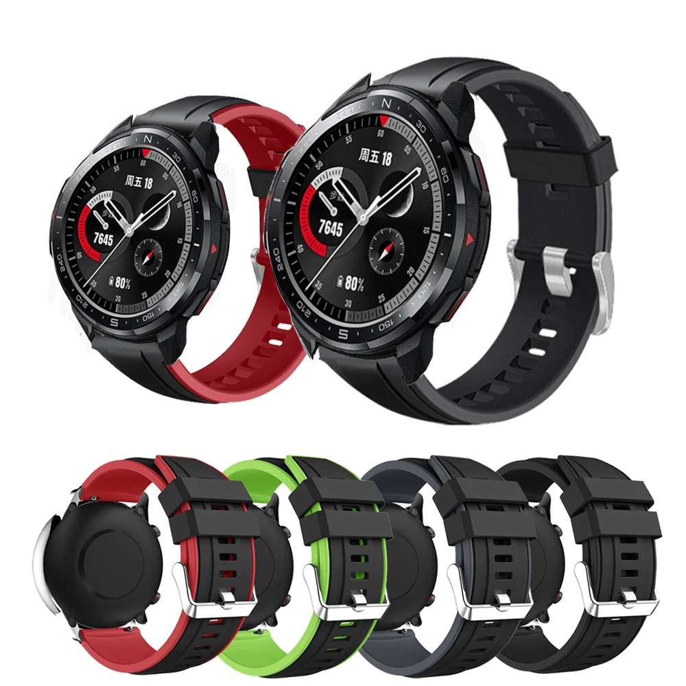 

Ремешок спортивный для Honor Watch GS Pro силиконовый, двухцветный браслет для Honor Magic 2 46 мм, аксессуары для Huawei GT 2 Pro/GT 2E, 22 мм