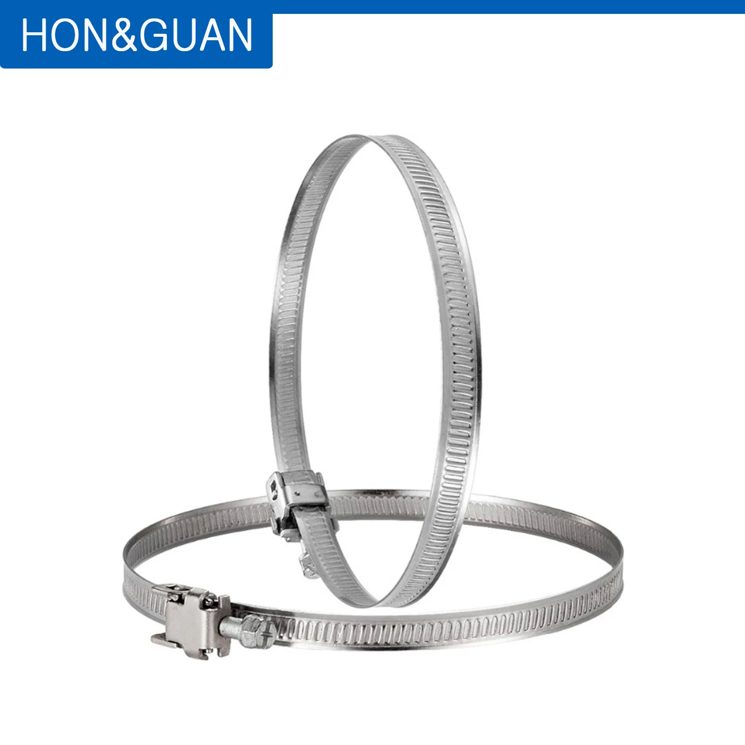 

Hon&Guan 2pcs 5inch 125mm Stainless Steel Hose Clips Duct Clamp Adjustable Worm Drive for Flexible Pipe Clamp