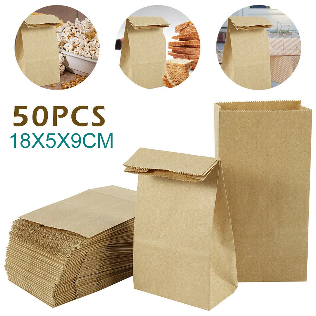 50 шт. пакеты из крафт-бумаги для переноски хлеба сэндвичей 18 х5х9 см | Дом и сад