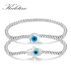 Браслеты KALETINE Lucky Beads из стерлингового серебра 925 пробы, швабра в виде ракушки, Хамса, рука Фатимы, сглаза, крест, счастливый турецкий браслет с подвесками