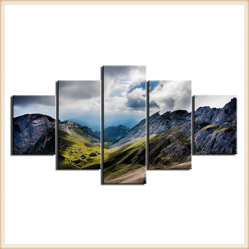 

HD 5 Pieces Scenic Snow-capped and Lakes Pictures Posters Wall Art Home Decor for Living Room Painting Wall Art Anime Poster