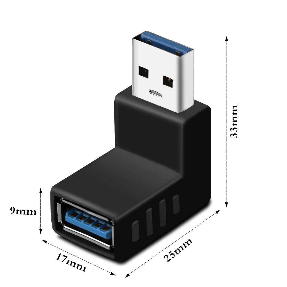 90 градусов USB 3 0 A штекер-гнездо левый и правый угловой адаптер AM/AF разъем для