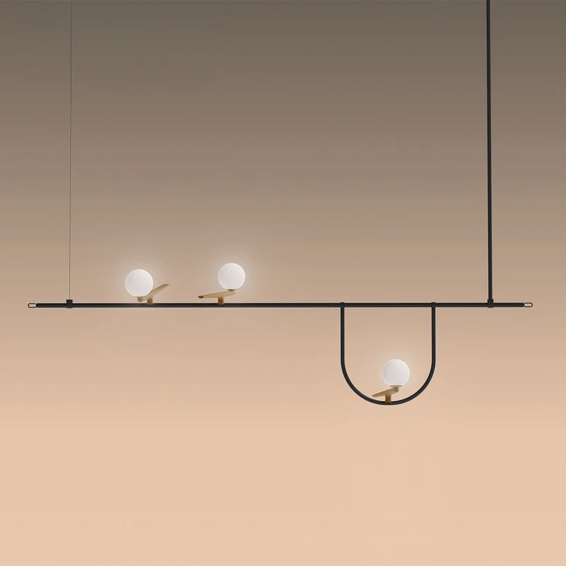 

Nordic style minimalist line bird pendant light designer meal hanging lamp