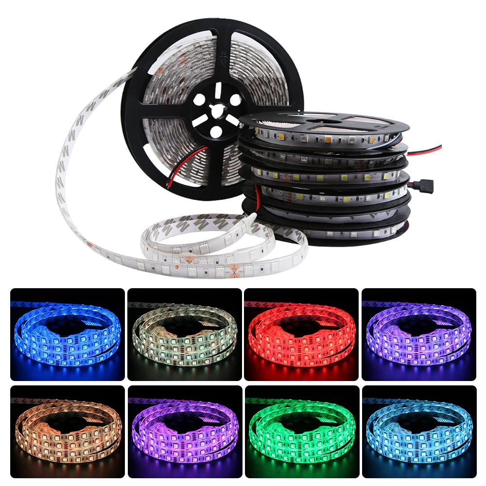 Цветная (RGB) Светодиодные ленты светильник 5050 SMD Водонепроницаемый м 1 2 3 4 5 60LED/м