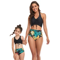 2022 orange mother daughter swimwear mommy and me bikini dress clothes swimming 2 pcs set swimsuit