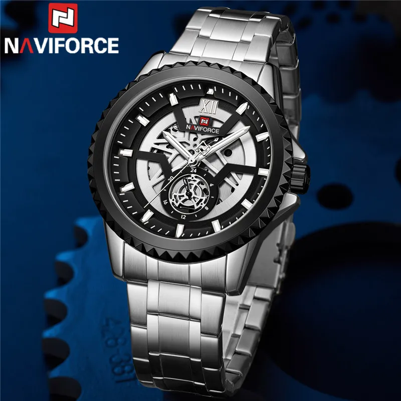 Часы наручные NAVIFORCE Мужские кварцевые спортивные водонепроницаемые брендовые