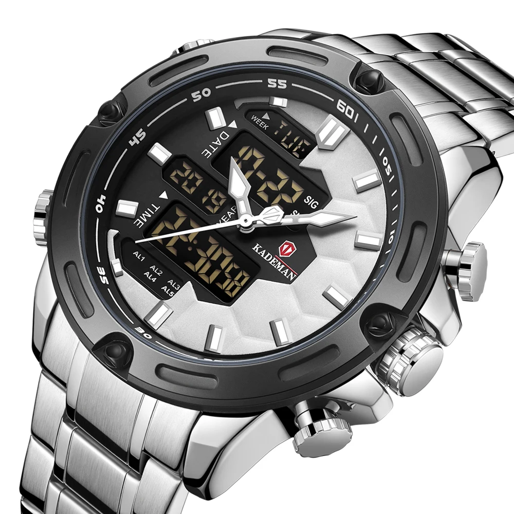 

KADEMAN Mens Watch 2019 Top Brand Luxury Sport Wrist Watches Stainless Steel Chronograph Calendar Repeater Stylish Man Clocks