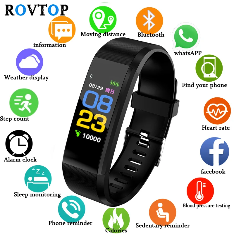 Смарт-браслет 115Plus водонепроницаемые Смарт-часы с пульсометром монитором