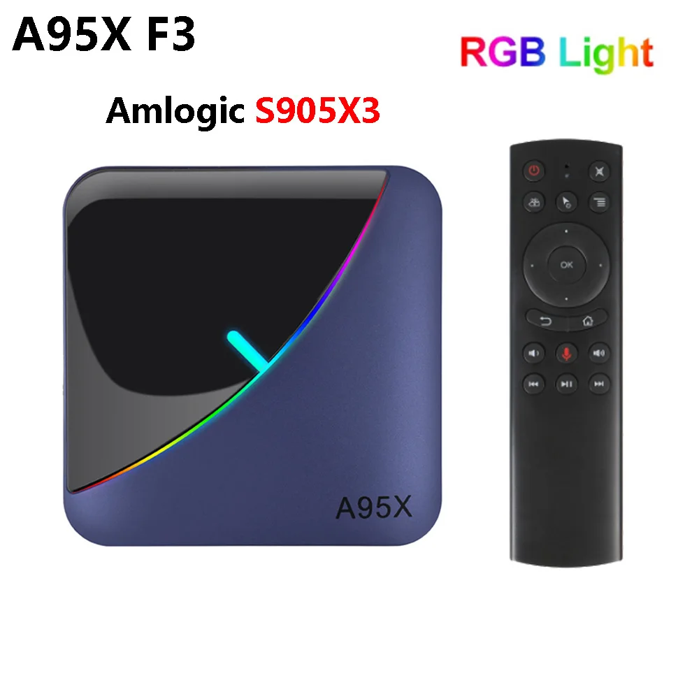 A95X F3 Android 9 0 Смарт RGB светильник Tv Box Amlogic S905X3 4 ядра Гб 64 2 и 5 8 ГГц Wi Fi Декодер каналов