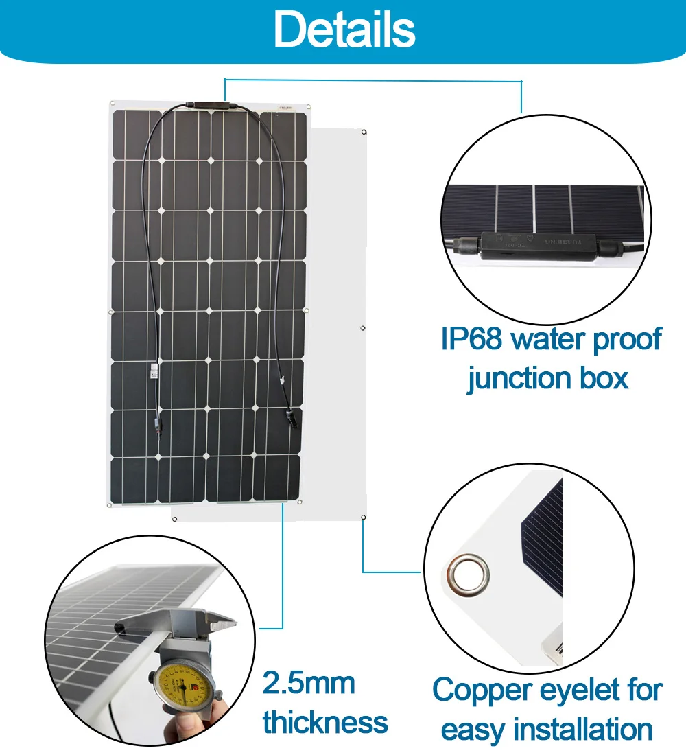 Гибкая 100 Вт 6 шт. 600 солнечная панель с решеткой система зарядки батареи легкий DIY