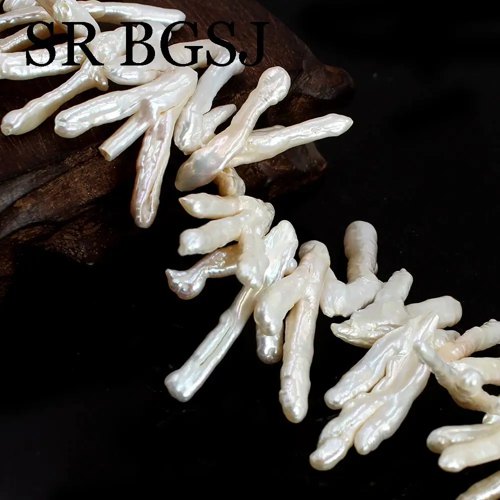 

20-30mm White Talon Shape Baroque Natural Pearl Loose Handwork DIY Beads for Jewelry Making 14"