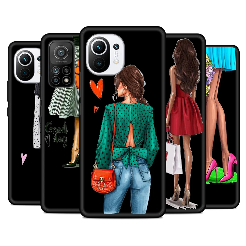

Fashion High heels Girl Silicone Cover For Xiaomi Mi 11i 11T 11 10i 10T Note 10 9 9T SE Lite Pro Ultra 5G Phone Case Shell