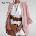 Современная Женская деловая куртка, модное элегантное однотонное пальто с длинным рукавом, Осень-зима, офисный женский шикарный облегающий кардиган с отложным воротником, костюм