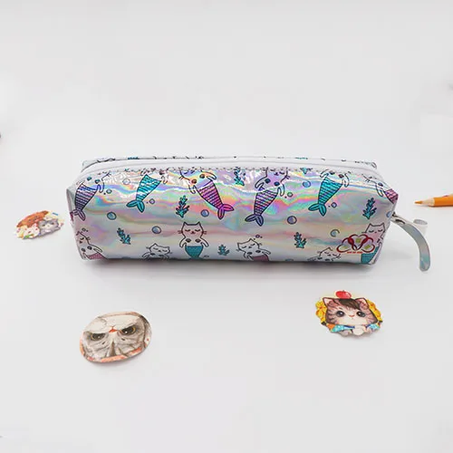 Style 2 Милый пенал с единорогом чехол из искусственной кожи с голографической отделкой корейское платье-Карандаш сумка для девочек большой размер kawaii Карандаш Чехол косметический мешок с застежкой-молнией школьный пенал для карандашей - Цвет: Style 2